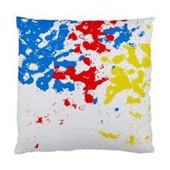 Paint Splatter Digitally Created Blue Red And Yellow Splattering Of Paint On A White Background Standard Cushion Case (one Side) by Nexatart