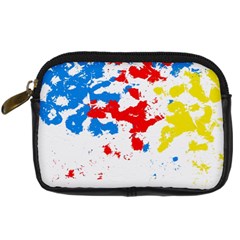 Paint Splatter Digitally Created Blue Red And Yellow Splattering Of Paint On A White Background Digital Camera Cases by Nexatart