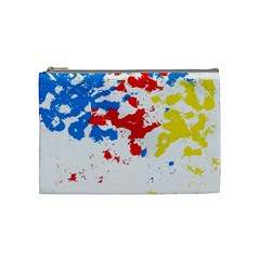 Paint Splatter Digitally Created Blue Red And Yellow Splattering Of Paint On A White Background Cosmetic Bag (medium)  by Nexatart