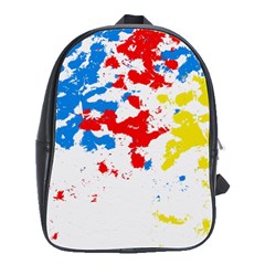 Paint Splatter Digitally Created Blue Red And Yellow Splattering Of Paint On A White Background School Bags(large)  by Nexatart