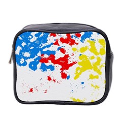 Paint Splatter Digitally Created Blue Red And Yellow Splattering Of Paint On A White Background Mini Toiletries Bag 2-side by Nexatart