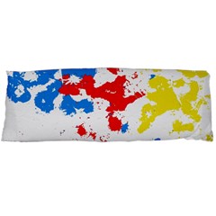 Paint Splatter Digitally Created Blue Red And Yellow Splattering Of Paint On A White Background Body Pillow Case (dakimakura)