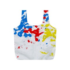 Paint Splatter Digitally Created Blue Red And Yellow Splattering Of Paint On A White Background Full Print Recycle Bags (s)  by Nexatart