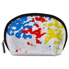 Paint Splatter Digitally Created Blue Red And Yellow Splattering Of Paint On A White Background Accessory Pouches (large) 