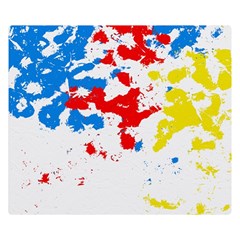 Paint Splatter Digitally Created Blue Red And Yellow Splattering Of Paint On A White Background Double Sided Flano Blanket (small)  by Nexatart