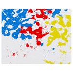 Paint Splatter Digitally Created Blue Red And Yellow Splattering Of Paint On A White Background Double Sided Flano Blanket (Medium)  60 x50  Blanket Back