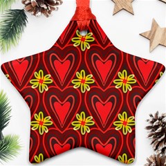 Digitally Created Seamless Love Heart Pattern Ornament (star) by Nexatart