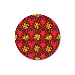 Digitally Created Seamless Love Heart Pattern Magnet 3  (round) by Nexatart