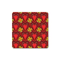 Digitally Created Seamless Love Heart Pattern Square Magnet by Nexatart