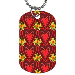 Digitally Created Seamless Love Heart Pattern Dog Tag (one Side)