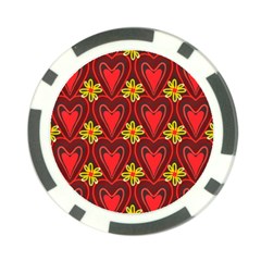 Digitally Created Seamless Love Heart Pattern Poker Chip Card Guard by Nexatart