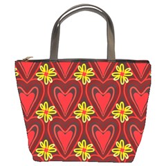 Digitally Created Seamless Love Heart Pattern Bucket Bags by Nexatart