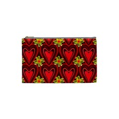 Digitally Created Seamless Love Heart Pattern Cosmetic Bag (small)  by Nexatart