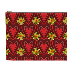 Digitally Created Seamless Love Heart Pattern Cosmetic Bag (xl) by Nexatart