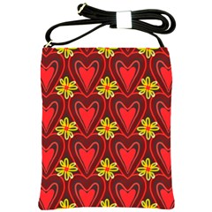 Digitally Created Seamless Love Heart Pattern Shoulder Sling Bags by Nexatart