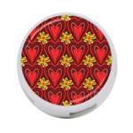 Digitally Created Seamless Love Heart Pattern 4-Port USB Hub (Two Sides)  Front