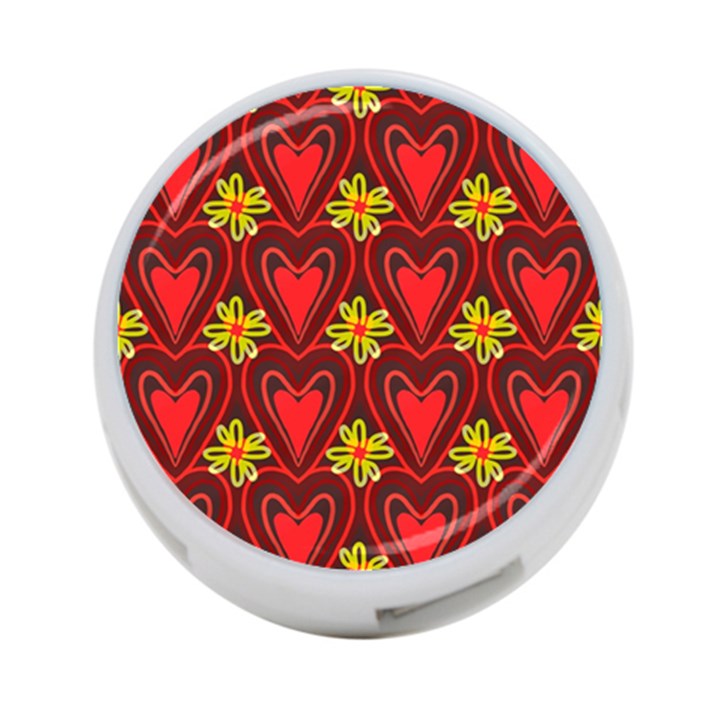 Digitally Created Seamless Love Heart Pattern 4-Port USB Hub (Two Sides) 