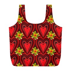 Digitally Created Seamless Love Heart Pattern Full Print Recycle Bags (l)  by Nexatart