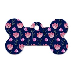 Watercolour Flower Pattern Dog Tag Bone (Two Sides)