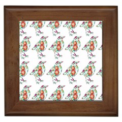 Floral Birds Wallpaper Pattern On White Background Framed Tiles by Nexatart