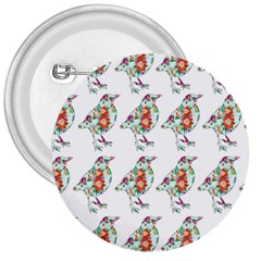 Floral Birds Wallpaper Pattern On White Background 3  Buttons by Nexatart