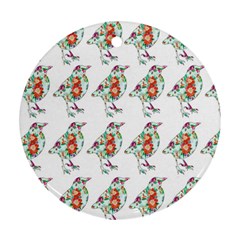 Floral Birds Wallpaper Pattern On White Background Ornament (round) by Nexatart