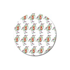 Floral Birds Wallpaper Pattern On White Background Magnet 3  (round) by Nexatart