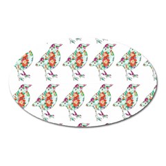 Floral Birds Wallpaper Pattern On White Background Oval Magnet by Nexatart