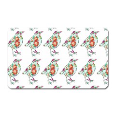 Floral Birds Wallpaper Pattern On White Background Magnet (rectangular) by Nexatart