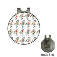 Floral Birds Wallpaper Pattern On White Background Hat Clips With Golf Markers by Nexatart