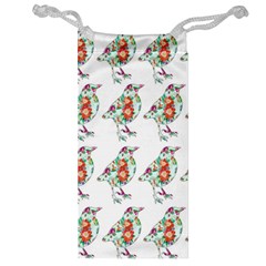 Floral Birds Wallpaper Pattern On White Background Jewelry Bag by Nexatart