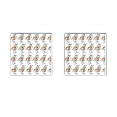 Floral Birds Wallpaper Pattern On White Background Cufflinks (square)