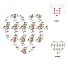 Floral Birds Wallpaper Pattern On White Background Playing Cards (heart)  by Nexatart