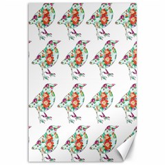 Floral Birds Wallpaper Pattern On White Background Canvas 12  X 18   by Nexatart