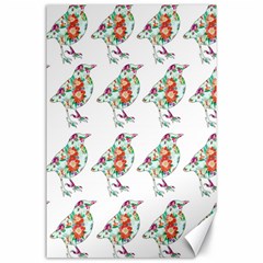 Floral Birds Wallpaper Pattern On White Background Canvas 24  X 36  by Nexatart