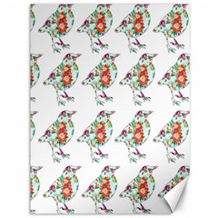 Floral Birds Wallpaper Pattern On White Background Canvas 36  X 48   by Nexatart