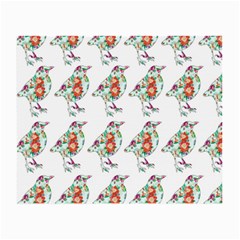 Floral Birds Wallpaper Pattern On White Background Small Glasses Cloth (2-side) by Nexatart