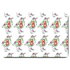 Floral Birds Wallpaper Pattern On White Background Large Doormat  by Nexatart