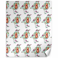 Floral Birds Wallpaper Pattern On White Background Canvas 11  X 14   by Nexatart