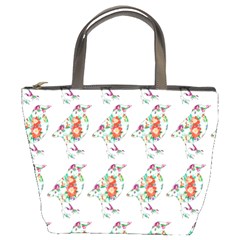 Floral Birds Wallpaper Pattern On White Background Bucket Bags by Nexatart