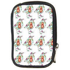 Floral Birds Wallpaper Pattern On White Background Compact Camera Cases by Nexatart