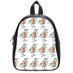 Floral Birds Wallpaper Pattern On White Background School Bags (small)  by Nexatart