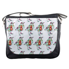 Floral Birds Wallpaper Pattern On White Background Messenger Bags by Nexatart