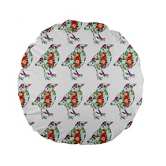 Floral Birds Wallpaper Pattern On White Background Standard 15  Premium Round Cushions by Nexatart