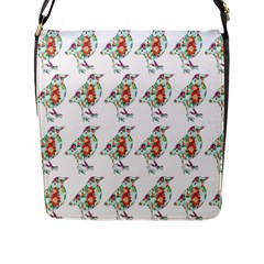 Floral Birds Wallpaper Pattern On White Background Flap Messenger Bag (l)  by Nexatart