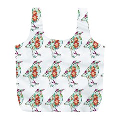 Floral Birds Wallpaper Pattern On White Background Full Print Recycle Bags (l)  by Nexatart