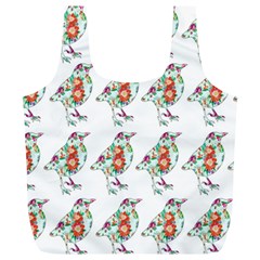 Floral Birds Wallpaper Pattern On White Background Full Print Recycle Bags (l)  by Nexatart