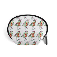 Floral Birds Wallpaper Pattern On White Background Accessory Pouches (small)  by Nexatart