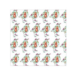 Floral Birds Wallpaper Pattern On White Background Small Satin Scarf (square) by Nexatart