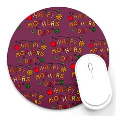 Happy Mothers Day Text Tiling Pattern Round Mousepads by Nexatart